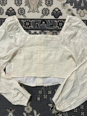 white cotton puff sleeve lace corset blouse